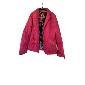 Joules Original Pink Quilted Jacket Floral Lined Womens Small 6 Cozy Classic